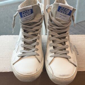 Golden Goose White and Gray Sneakers